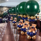 5 Set Tartan Plaid Baby Shower Centerpieces Balloon Kit Blue Gold - Image 5