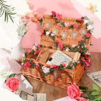 Geelin Wicker Wedding Card Basket with Lid Letter Flag Rustic,Pink - Image 3