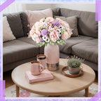 Tigeen 12 Bundles Peonies Artificial Flowers Faux Roses, Purple,Pink - Image 4