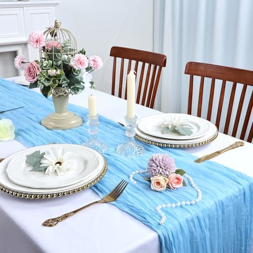 6 Pack Baby Blue Cheesecloth Table Runner 10Ft 23 x 120 Inch - Image 3