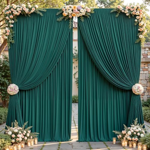 16ftx10ft Wrinkle Free Hunter Green Backdrop Curtain - 10 Feet Photography Backdrop Drapes, Silky Polyester Back Drop Cloth for Wedding Baby Shower Balloon Arch Background by Unknown