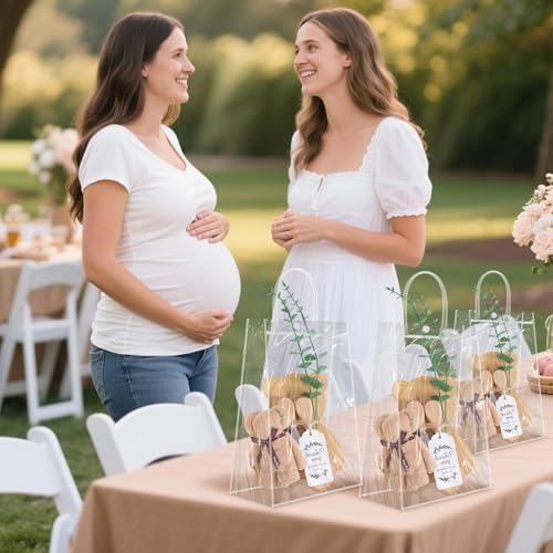 49Pcs Baby Shower Prizes for Game Winners Bear Shaped Bamboo Cheese Board with Knives, Towels, Gift Bags & Thank You Cards – 6 Sets Bridal Shower Favors for Guests - Image 5