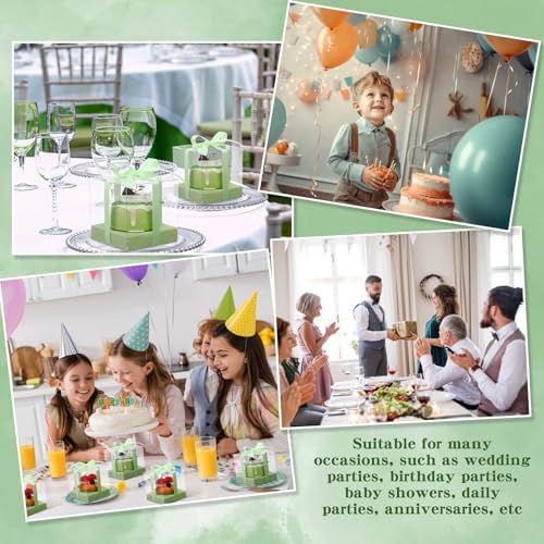 Thenshop 50 Pcs Clear Cupcake Boxes Individual 3.5 Inch, Light Green - Image 6