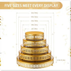 Wenqik 5 Pcs Metal Gold Cake Stand,16/14/12/10/8 in Round Cake Holder - Image 2