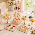 7 Pcs Crystal Cake Display Stand with Mirror, Round Dessert Display Stand by KOLHGNSE