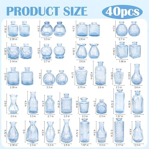 Glass Bud Vases in Bulk Small Mini Blue Vase for Flowers 17pc - Image 6