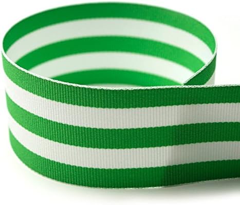 USA | American Made 5/8" Emerald Green & White Taffy Striped Grosgrain Ribbon - 100 Yards by TheRibbonFactory%C2%AE