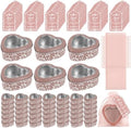 48 Pcs Pink Mexican Heart Shaped Tins with Clear Lids Organza Bags Thanks Cards De Barro Mexicanos Empty Candle Candy Boxes Cielito Lindo Party Decorations for Wedding Gifts Fiesta Party Favors by Stuffygreenus