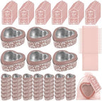 48 Pcs Pink Mexican Heart Shaped Tins with Clear Lids Organza Bags Thanks Cards De Barro Mexicanos Empty Candle Candy Boxes Cielito Lindo Party Decorations for Wedding Gifts Fiesta Party Favors by Stuffygreenus