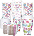 Whaline 50 Pcs Valentine's Day Disposable Coffee Cups with Lids and Sleeves Colorful Conversation Heart Paper Drinking Cups for Wedding Anniversary Party Supplies by Whaline