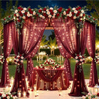 10x10FT Burgundy Wrinkle Free Backdrop Curtains with Lights String for Parties - Photo Curtain Backdrop with Lights for Wedding Decorations, Bridal Baby Shower Birthday Party Photography Background - Image 4