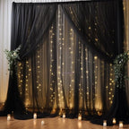 30×10ft Black Tulle Backdrop Curtain with Lights String for Parties, Sheer Curtain Backdrop Drapes for Wedding Party Photography Background - Image 4