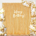 Gold Glitter Sequin Backdrop Curtains 8ftx10ft Photo Drapes by Fanqisi