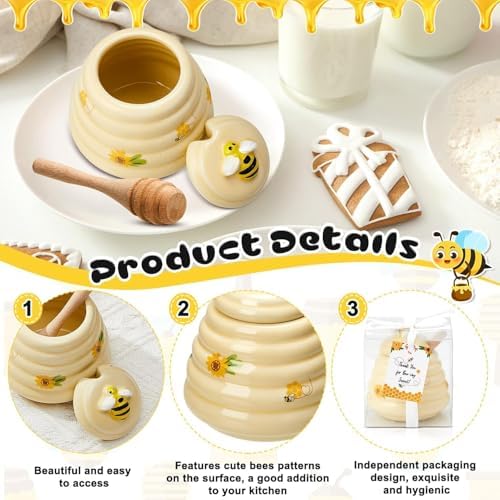 Yinder 18 Pcs Baby Shower Prize for Winners Honey Party Favors 3 oz Ceramic Honey Jars with Dippers Mini Bee Themed Pots with Goodie Boxes for Baby Shower Wedding Favors Bee Themed Party Gifts - Image 5