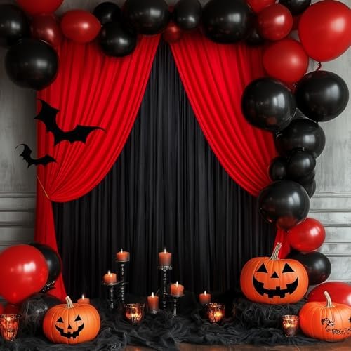 10×10 FT Black Red Backdrop Curtains for Parties, 4 Panels 2.5×10ft Wrinkle Free Soft Polyester Drapes for Backdrop Decor Themed Party Baby Shower Photo Background Curtain - Image 4