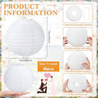 Treela 48pack White Chinese Paper Lanterns for Wedding Party Decor, 6" - Image 3