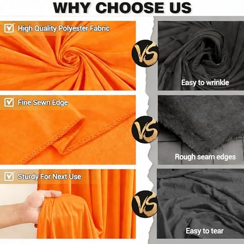 30x10FT Backdrop Curtains with Rod Pockets - Wrinkle Free Photo Stage Backdrop 6 Panels Curtains Drapes for Photography Wedding Party Baby Shower Decorations (Orange) - Image 4
