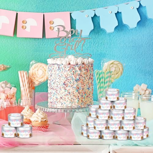 MTLEE Gender Reveal Bear 24 Pcs Baby Shower Party Favors Candles Lavender Scented Baby Shower Favors for Guests Rustic Tealights Candles Gender Reveal Return Gifts(Blue and Pink, 1.2 oz) - Image 4