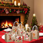 Sweetude 12 Pack Christmas Linen Burlap Bags with Tags,Lovely - Image 5
