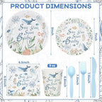 Yungyan Sea Baby Shower Plates Cups Napkins Forks, Dolphin Ocean Theme - Image 3