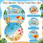 Pickmesh 250 Pcs Hello Summer Plates Napkins and Cups Beach Party Decorations Hawaiian Tropical Disposable Paper Tableware Set for 50 Guests Summery Ocean Pool Luau Birthday Party Supplies - Image 3