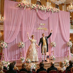 10ft×10ft Wrinkle Free Dusty Rose Backdrop Curtain Drapes, 2 Panels 5ftx10ft Sheer Tulle Chiffon Backdrop Panels Curtains for Wedding Baby Shower Birthday Party Stage Photo Home Decorations - Image 7