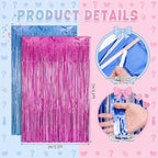Haull Gender Reveal Party Decorations Set He or She Porch Banners Pink and Blue Foil Fringe Curtains Boy or Girl Rug Photo Backdrop for Baby Shower Party Door Entryway Decor - Image 5