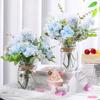 Zeyune 6 Sets Mason Jar Table Centerpiece Artificial Flower, Blue - Image 3