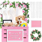 Barydat Wooden Baby Shower Crate Closet Baskets for Baby Shower, Pink by home