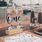 20 Pack Clear Arch Acrylic Sign with Wood Stand- 5x7 Inch Blank Clear Arch Acrylic Sign and 4 Inch Wood Base for DIY Wedding Table Numbers - Image 3