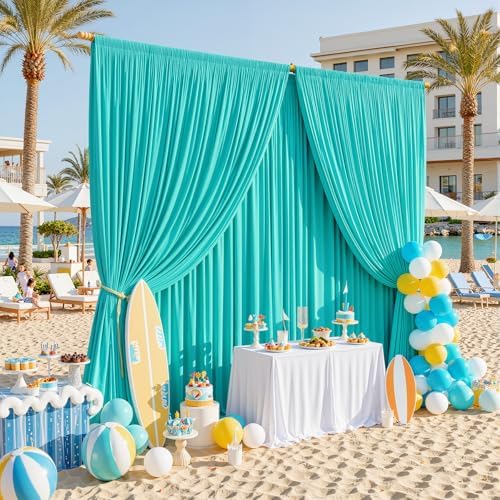 10x12 ft Turquoise Backdrop Curtains for Weddings, Birthdays and Photos - Image 4