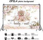 Boho We Can Bearly Wait Backdrop Girl's Baby Shower Party Background 10x8ft Pink Floral Bohemian Pampas Grass Bear Girls Baby Shower Photography Background Newborn Baby Portrait Photo Backdrop - Image 5