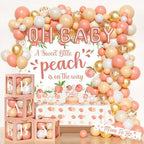 Costova Peach Baby Shower Decorations, A Sweet Little Peach Is on The Way Baby Shower Decorations, Peach Themed Backdrop Balloon Tablecloth Cake Topper Sash for Sweet as a Peach Girls Party by Unknown