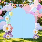 Set of 2 Metal Arch Backdrop Stands with Baby Blue Covers, 6/7.2FT - Image 2