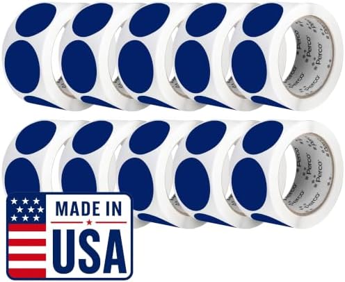Perco Dark Blue Perforated Round Circle Dot Sticker 2-Inch Labels — 10 Rolls, 5,000 Stickers—Business Logos, Product Labels & Professional Organization, Strong Adhesive—Made in USA by Perco