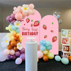 Set of 2 Arch Backdrop Cover 7.2FT, 6FT Pink and Berry First Birthday Decal Sign - Adjustable Round Top Chiara Backdrop Stand Covers for Wedding Birthday Party Baby Shower Banquet Decoration - Image 3