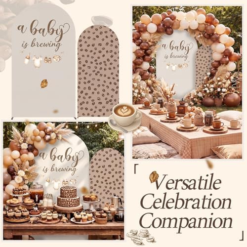 Moukeren a Baby is Brewing Arch Backdrop Cover 6ft and 7.2ft for Coffee Drink Themed Baby Shower Party Gender Reveal Birthday Party Banquet Photo Arches Background Decorations - Image 6