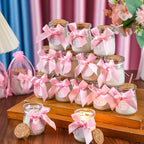 Threlaco 20 Pcs Pink Bow Baby Shower Favor Candle Glass Jar - Image 3
