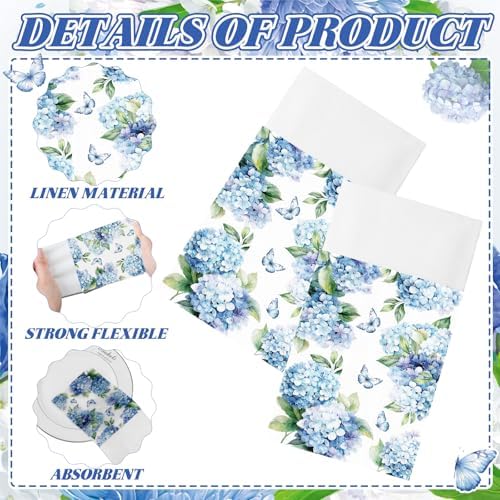 Potchen 100 Pcs Linen Feel Napkins Disposable, Hydrangea - Image 6