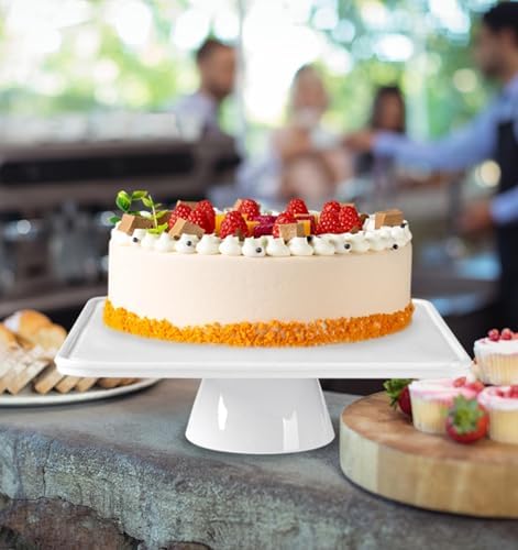 12.5" Square Ceramic Cake Stand 5-in-1 - White Pedestal Serving Platter for Wedding Birthday Party Baby Shower, Dessert Cupcake Fruit Display Stand, Multifunctional Kitchen Centerpiece - Image 7