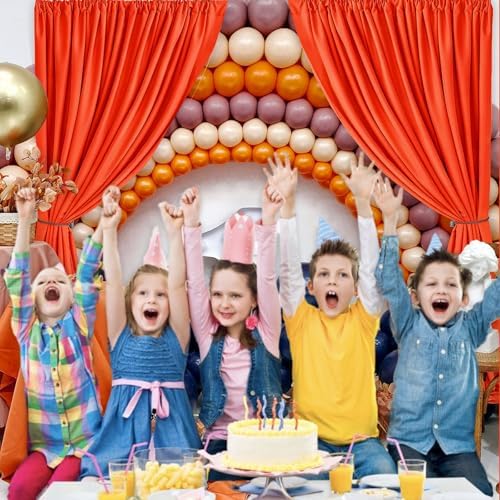 10 x 7 Feet Orange A Backdrop Curtain for Partie, Background Curtains for Photoshoot, Birthday, Wedding, Halloween, Thanksgiving, Christmas Day, New Year Party Decorations 5Ft x 7Ft, 2 Panels - Image 4