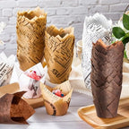Potchen 800 Pcs Tulip Cupcake Liners Baking Cups,Newspaper,Mocha Style - Image 4
