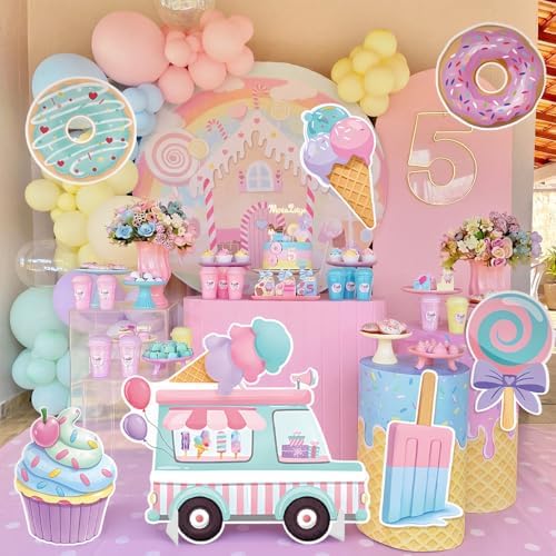 7 Pcs Large Candyland Party Decorations with Stands, Dessert Props - Image 6