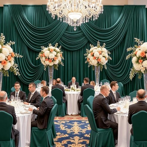 20FT x 15FT Wrinkle-Free Forest Green Backdrop Curtains for Wedding, 4 Panels Hunter Green Fabric Photo Background Drapes for Wedding Reception, Birthday, Bridal & Baby Shower Decorations Photography - Image 4