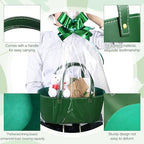 Wonderjune Empty Baskets for Gift Leather Thanksgiving Gift Bags, Green - Image 3