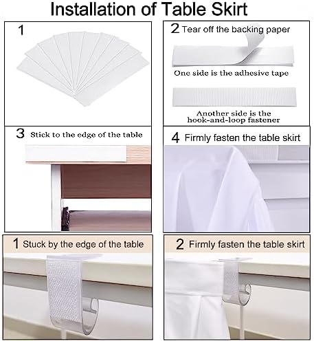 Table Skirt for Teacher Desk Classroom Wedding Baby Shower, White, 11ft - Image 6