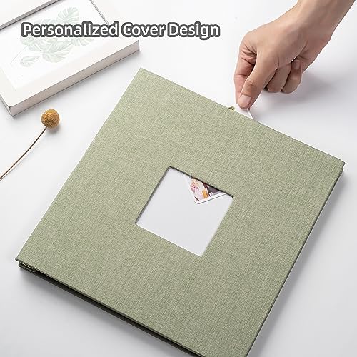 HoneyTolly Large Photo Album, Self-Adhesive, 60 Pages, Linen Cover, Ideal Gift for Family, Wedding, Baby, Christmas, Anniversary - Grass Green - Image 2