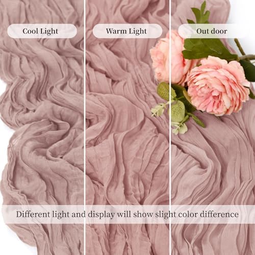 20 Pack Dusty Pink 17 x 108 Inch Cheesecloth Table Runner - Boho Gauze Sheer Fabric for Wedding Baby Shower Party Home Decor - Image 6