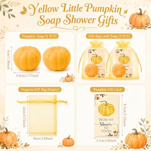 50 Sets Fall Pumpkin Soap Favors Wedding Baby Shower Guest, Yellow - Image 2