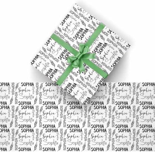 AOFUN Personalized Name Text Christmas Gift Wrapping Valentines Paper Mens Wrapping Paper Christmas Wrapping Paper Roll with Printed Name 5 Rolls 58" x 23" - Image 2